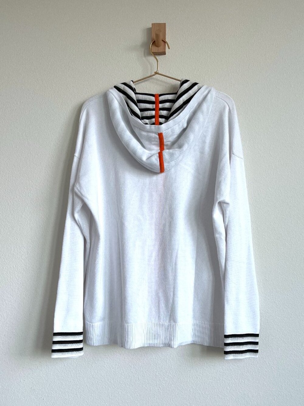 Edinburgh Knitwear Streetwear Striped Zip Hoodie - 100% Pima Cotton - Size L - Picture 2 of 10